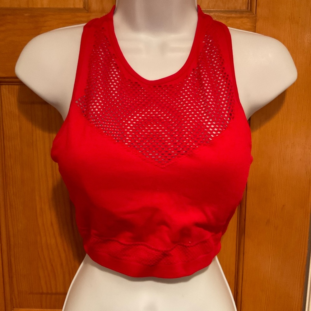 Fabletics | Red Mesh Crop Top - Size L